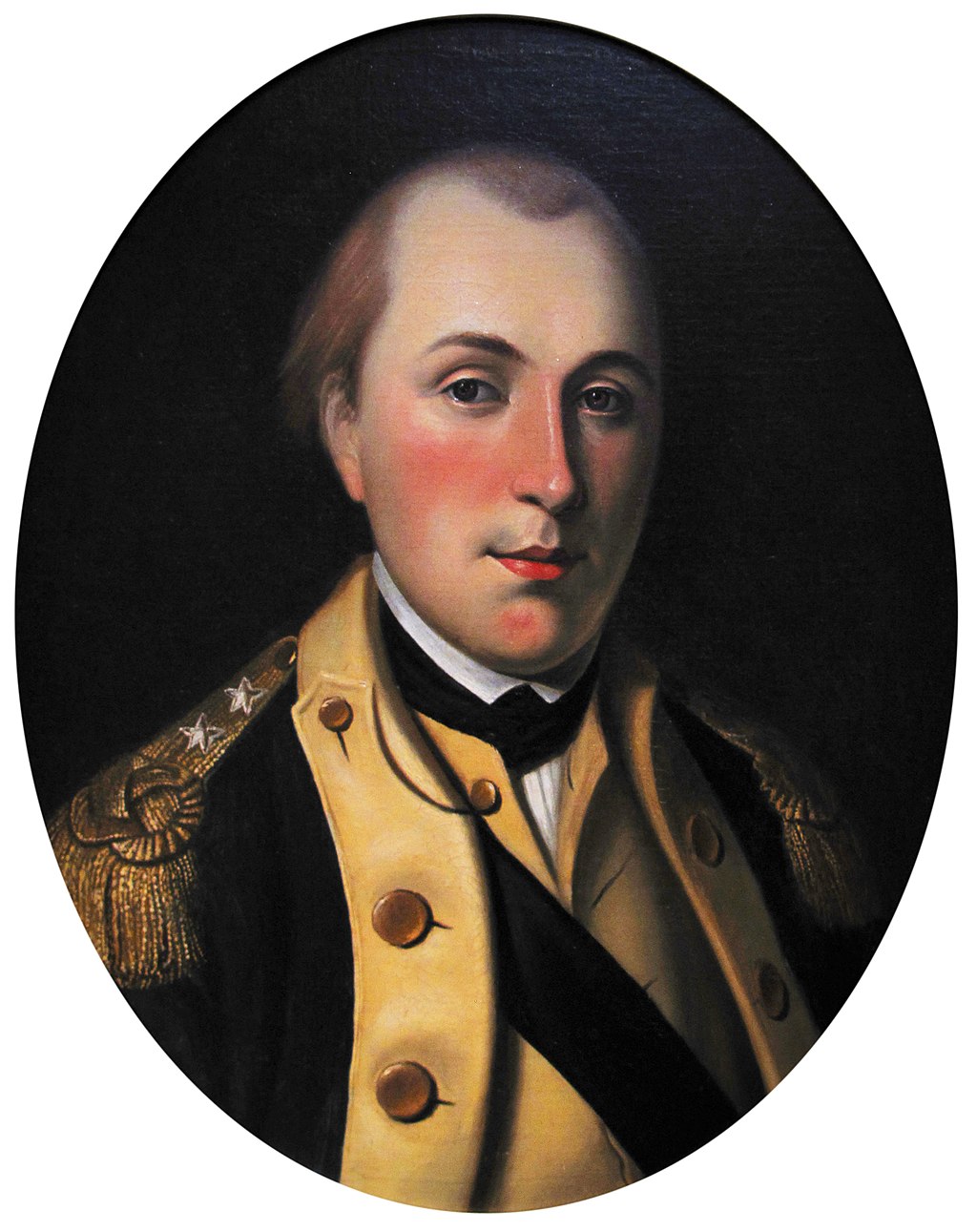 A portrait of Lafayette in the uniform of a major general of the Continental Army, painted by Charles Willson Peale, c. 1779–80, Public domain, via Wikimedia Commons